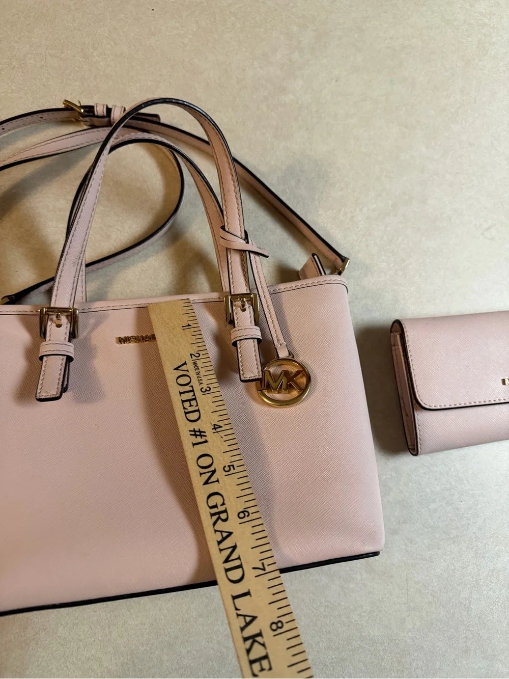 Michael Kors Pink Saffiano Crossbody Tote with Matching Wallet